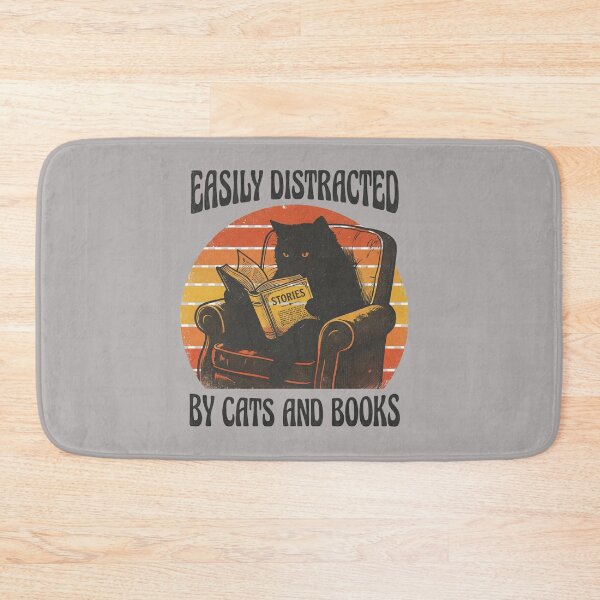 Item preview, Vintage Retro Cat Reading Book Shirt Easily Distracted by Cats and Books designed and sold by Im-Ara.