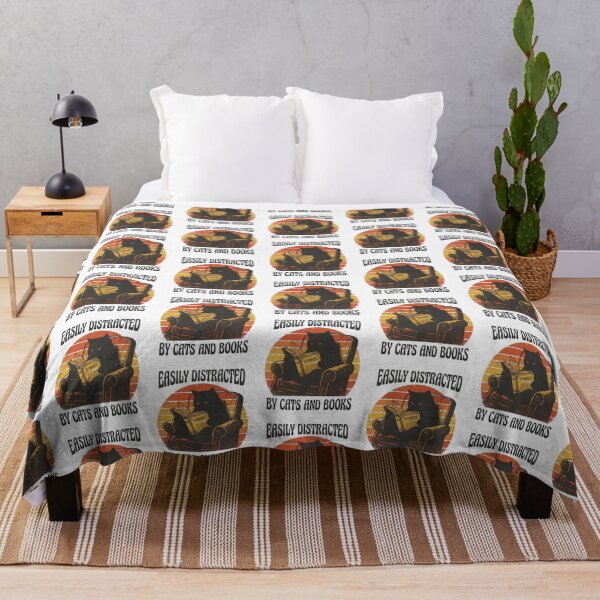 Item preview, Vintage Retro Cat Reading Book Shirt Easily Distracted by Cats and Books designed and sold by Im-Ara.