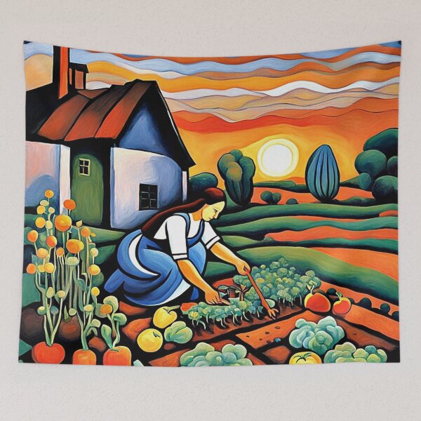 Item preview, Toiling in the vegetable patch designed and sold by George Hutton Hunter.
