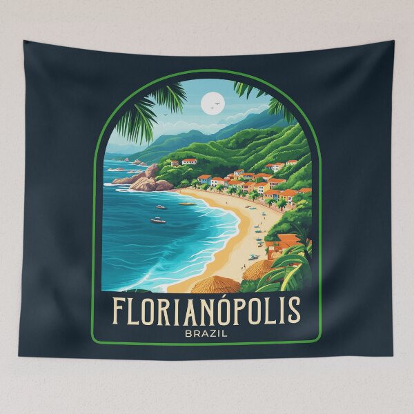 Item preview, Florianópolis Vintage Travel Illustration designed and sold by HomeLivingCo.