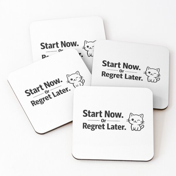Item preview, Start Now Or Regret Later Cat Motivational Sticker Minimal Typography Design designed and sold by IconicDesignsXd.