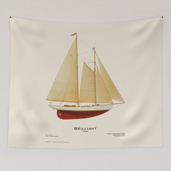 Item preview, Ocean Cruising Schooner Brilliant (1932) designed and sold by Antiquated Art.