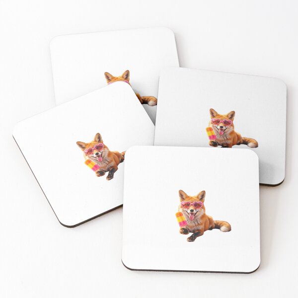 Item preview, "Fox Yeah!" Playful Summer Fox in Heart Sunglasses and Ice Pop Sticker designed and sold by Vibe Glue.