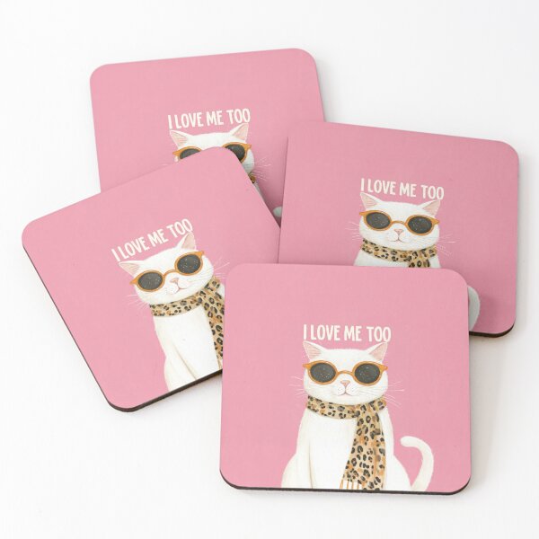 Item preview, Cool White Cat Quote with Sunglasses on Pink Retro Pop Vibes designed and sold by UtArt.