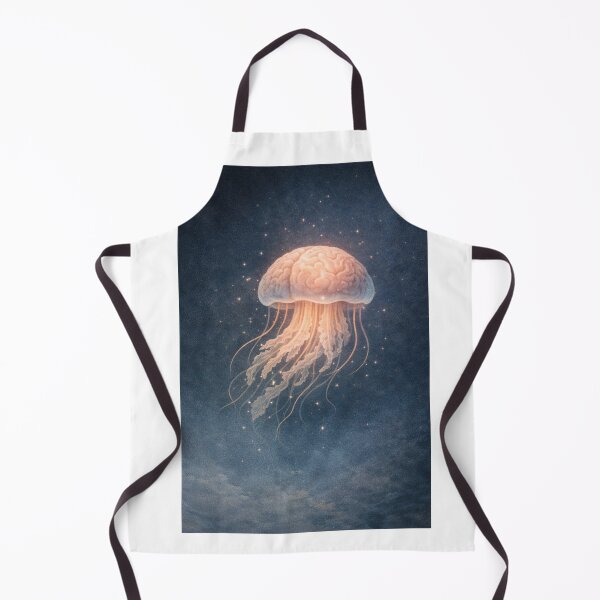 Item preview, Floating Thoughts – Brain Jellyfish Surreal Art designed and sold by InkWanderStudio.