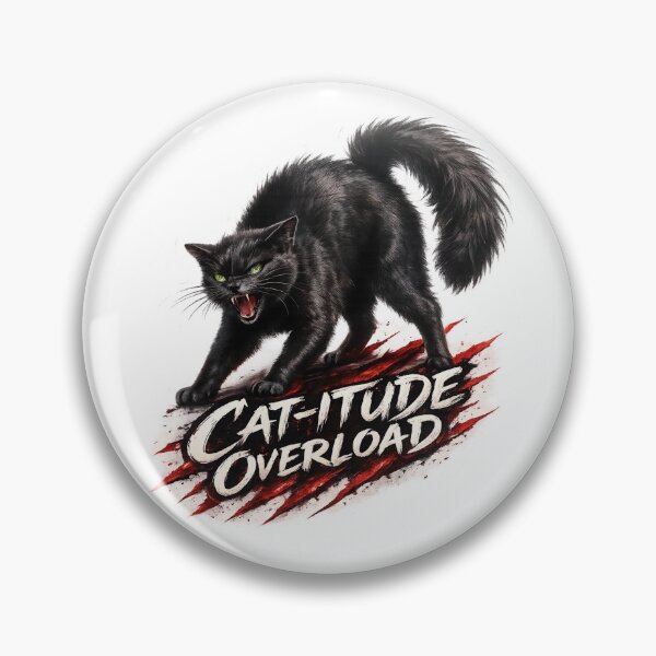 Item preview, Sassy Black Cat Sticker – “Cat-itude Overload” Hissing Cat with Red Claw Marks & Glowing Green Eyes designed and sold by SparkVault.