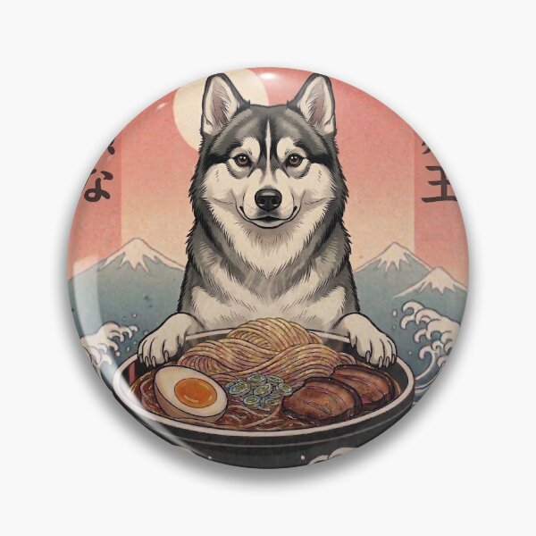 Item preview, Funny Alaskan Klee Kai Japanese Ramen Noodles Vintage Kanagawa Wave designed and sold by FurryHavenPH.