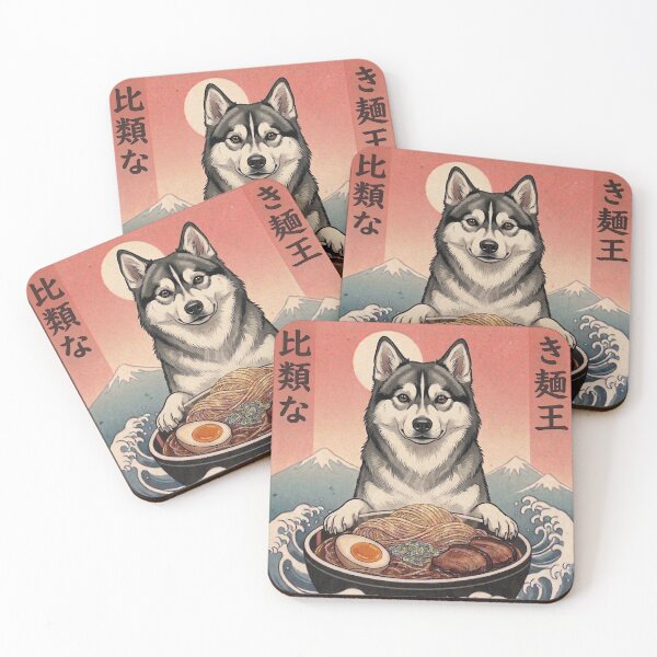 Item preview, Funny Alaskan Klee Kai Japanese Ramen Noodles Vintage Kanagawa Wave designed and sold by FurryHavenPH.