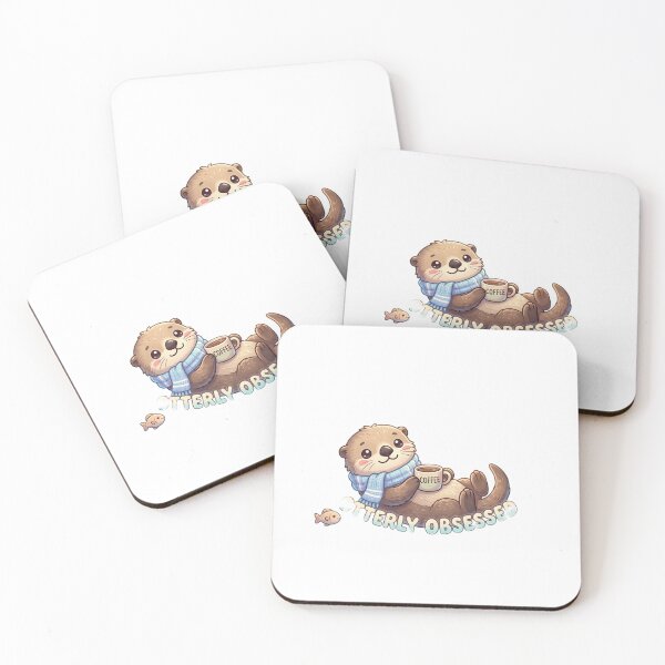 Item preview, "Otterly Obsessed" Coffee Sea Otter and Bubble sticker, Aquatic Blue & Kawaii designed and sold by Vibe Glue.