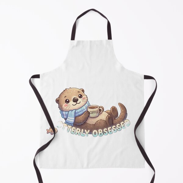 Item preview, "Otterly Obsessed" Coffee Sea Otter and Bubble sticker, Aquatic Blue & Kawaii designed and sold by Vibe Glue.
