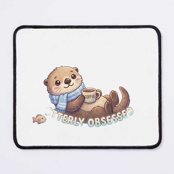 Item preview, "Otterly Obsessed" Coffee Sea Otter and Bubble sticker, Aquatic Blue & Kawaii designed and sold by Vibe Glue.