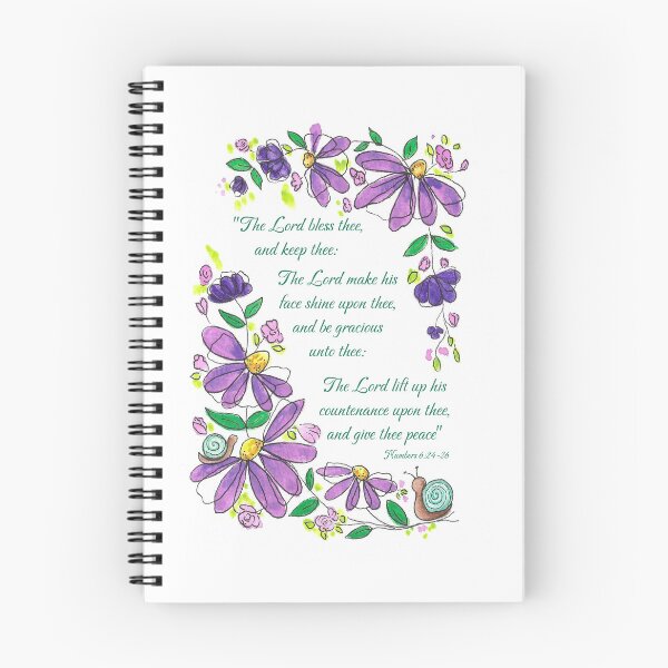 Item preview, The Lord Bless Thee Whimsical Purple Florals and Snails Numbers 6:24-26 designed and sold by DesignsbyHope1.