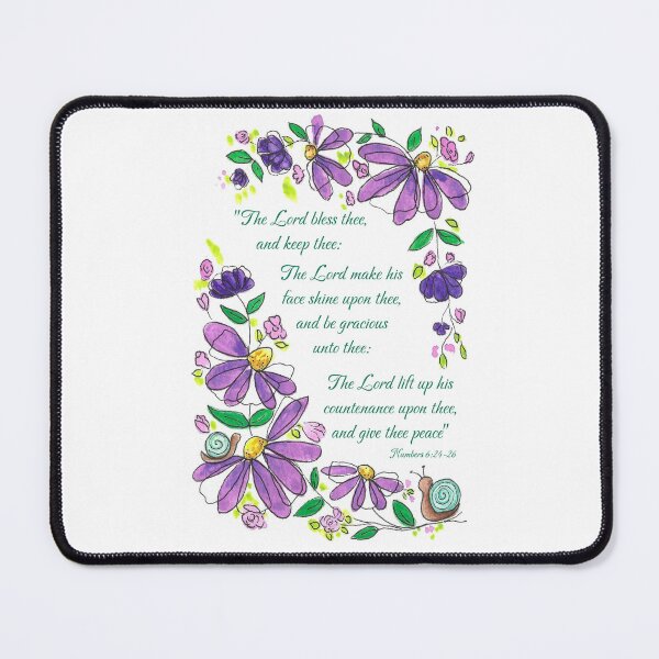 Item preview, The Lord Bless Thee Whimsical Purple Florals and Snails Numbers 6:24-26 designed and sold by DesignsbyHope1.