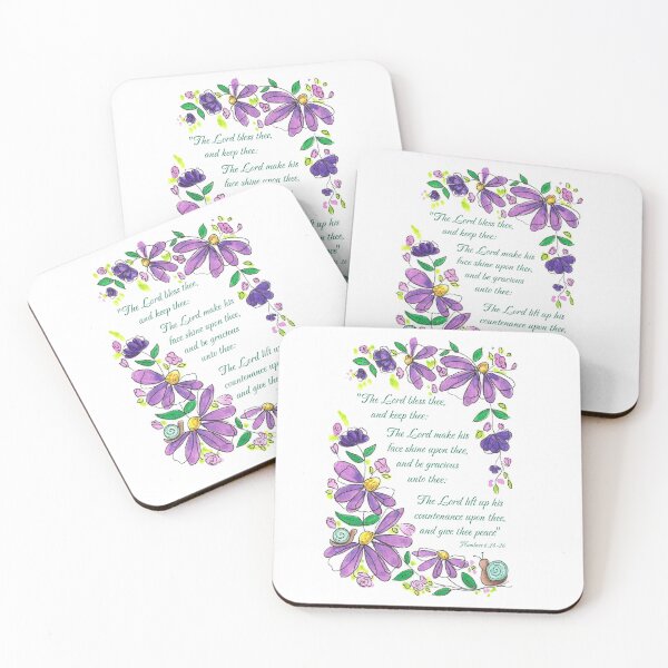 Item preview, The Lord Bless Thee Whimsical Purple Florals and Snails Numbers 6:24-26 designed and sold by DesignsbyHope1.