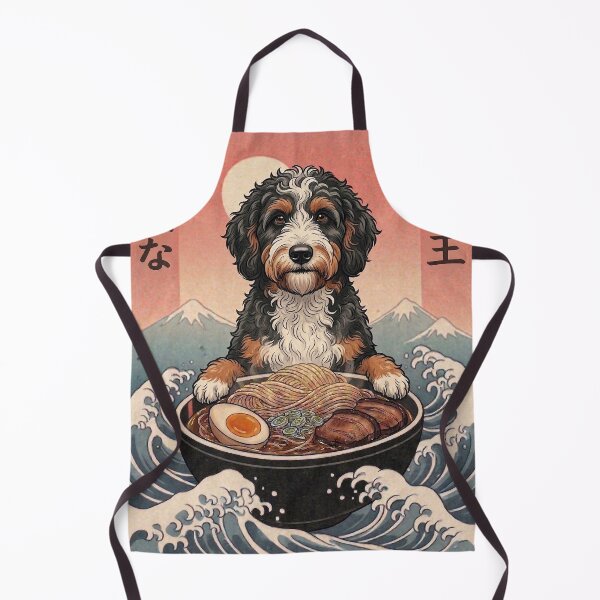 Item preview, Funny Aussiedoodle Japanese Ramen Noodles Vintage Kanagawa Wave designed and sold by FurryHavenPH.