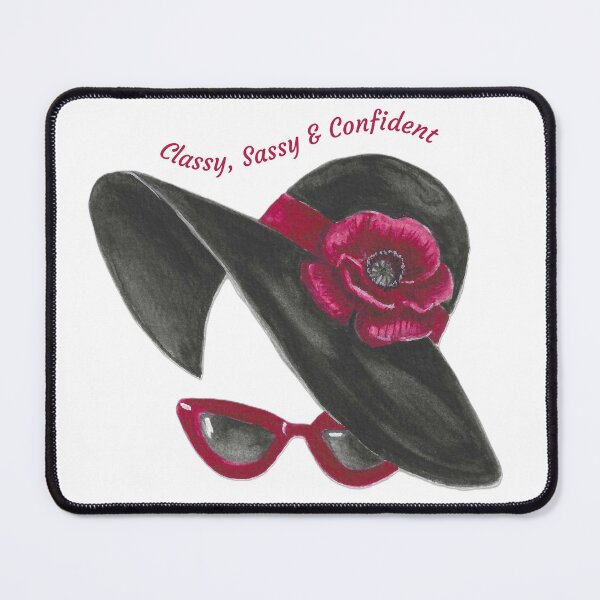 Item preview, Classy, Sassy & Confident Silhouette with Black Hat Red Sunglasses Big Red Flower designed and sold by DesignsbyHope1.
