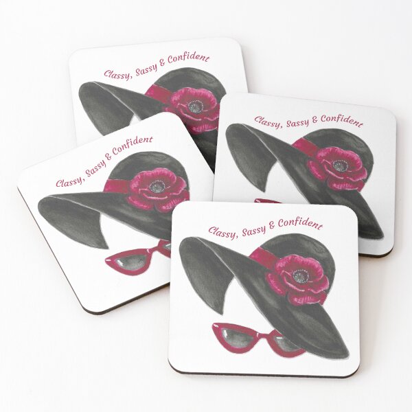 Item preview, Classy, Sassy & Confident Silhouette with Black Hat Red Sunglasses Big Red Flower designed and sold by DesignsbyHope1.