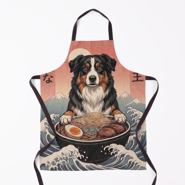 Item preview, Funny Australian Shepherd Japanese Ramen Noodles Vintage Kanagawa Wave designed and sold by FurryHavenPH.