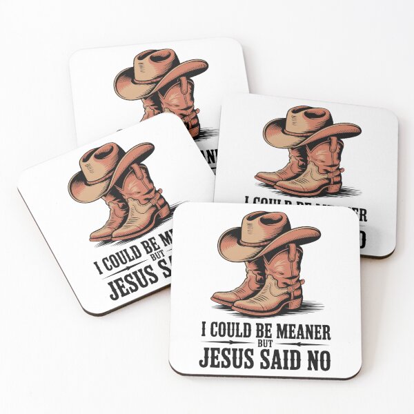 Item preview, I Could Be Meaner But Jesus Said No – Retro Western Cowboy Christian T-Shirt V3 designed and sold by DarylWelsh2024.