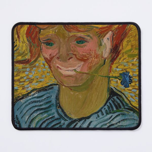 Item preview, Jeune Homme Au Bleuet by Vincent van Gogh: Bold Post Impressionist Portrait designed and sold by artofuniverse.