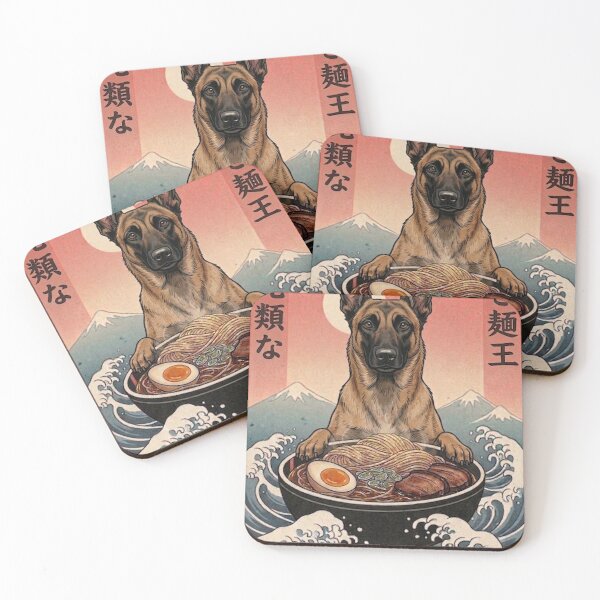 Item preview, Funny Belgian Malinois Japanese Ramen Noodles Vintage Kanagawa Wave designed and sold by FurryHavenPH.