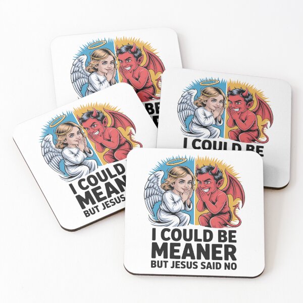 Item preview, I Could Be Meaner But Jesus Said No – Angel Devil Split Christian Humor T-Shirt V3 designed and sold by DarylWelsh2024.