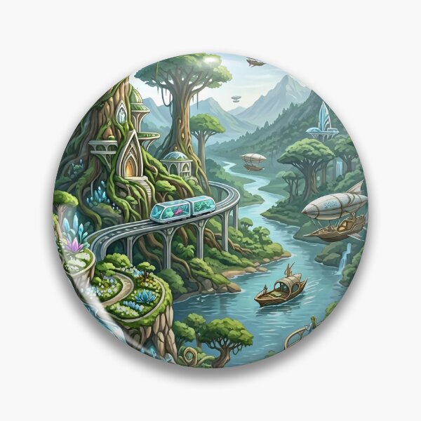 Item preview, Futuristic Elven Valley - Eco-City Fantasy Landscape designed and sold by M.O.K..