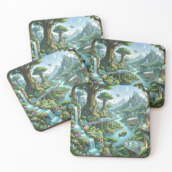 Item preview, Futuristic Elven Valley - Eco-City Fantasy Landscape designed and sold by M.O.K..