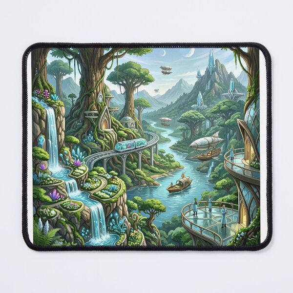Item preview, Futuristic Elven Valley - Eco-City Fantasy Landscape designed and sold by M.O.K..
