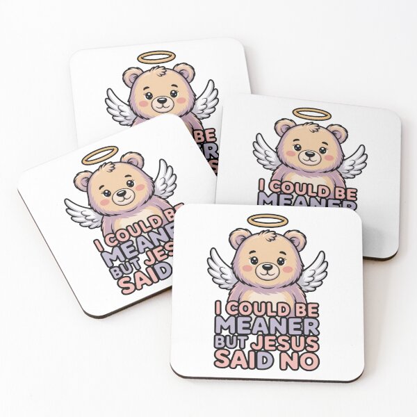 Item preview, I Could Be Meaner But Jesus Said No – Cute Angel Teddy Bear Christian T-Shirt V2 designed and sold by DarylWelsh2024.