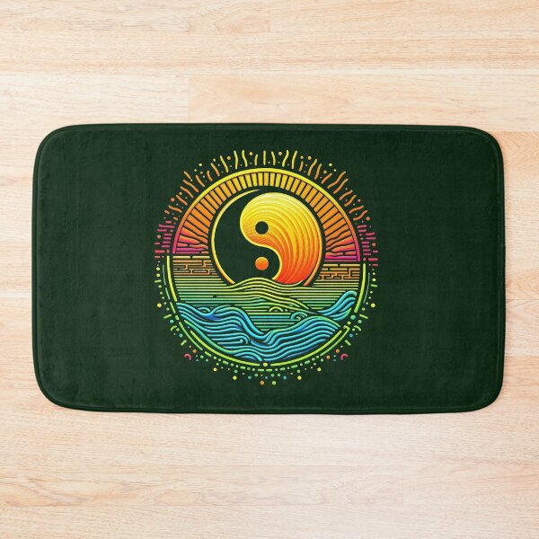 Item preview, Minimalist Yin Yang Ocean Waves Sunrise Line Art designed and sold by PixelQ.