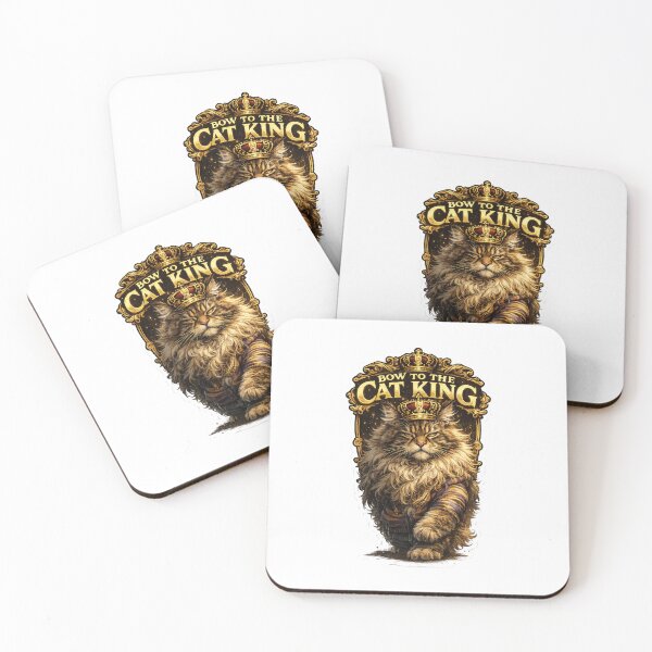 Item preview, Maine Coon Cat King Sticker – Realistic Regal Cat with “Bow to the Cat King” Gold Crown Text designed and sold by SparkVault.