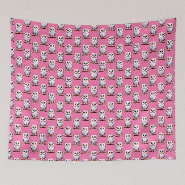 Item preview, Cute Little White Owls - Pink  designed and sold by PatternTitan.