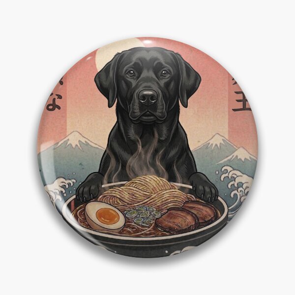 Item preview, Funny Black Labrador Japanese Ramen Noodles Vintage Kanagawa Wave designed and sold by FurryHavenPH.