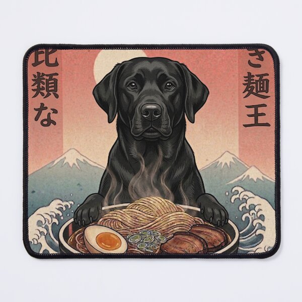 Item preview, Funny Black Labrador Japanese Ramen Noodles Vintage Kanagawa Wave designed and sold by FurryHavenPH.