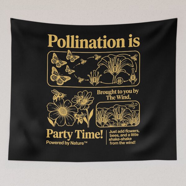 Item preview, Vintage Pollination Diagram Bees Flowers Nature Science designed and sold by FreshVibe Prints.