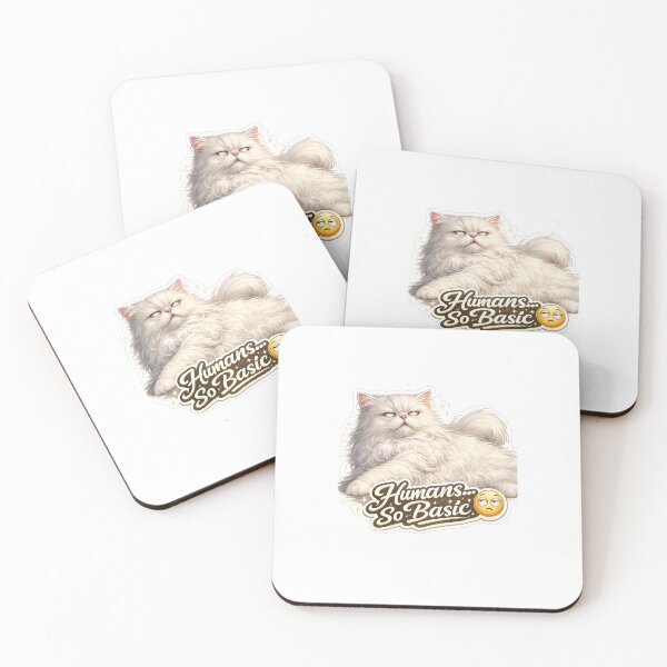 Item preview, Sassy Persian Cat Sticker – “Humans… So Basic” Eye-Rolling Cat with Regal Attitude & Funny Quote designed and sold by SparkVault.