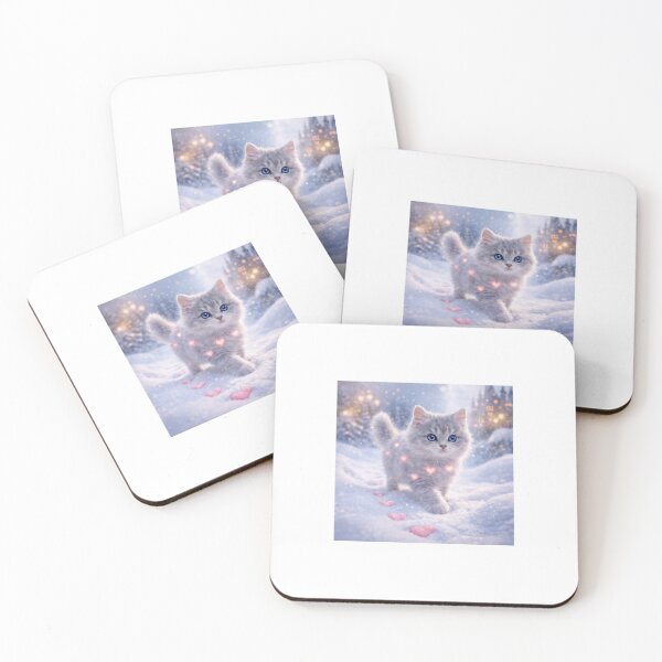Item preview, Magical Kitten Following Heart Trail in Snow designed and sold by LovelyCatGalaxy.