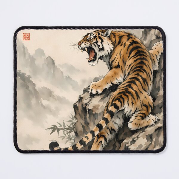 Item preview, Tiger Roaring on Mountain Cliff designed and sold by cuprum.