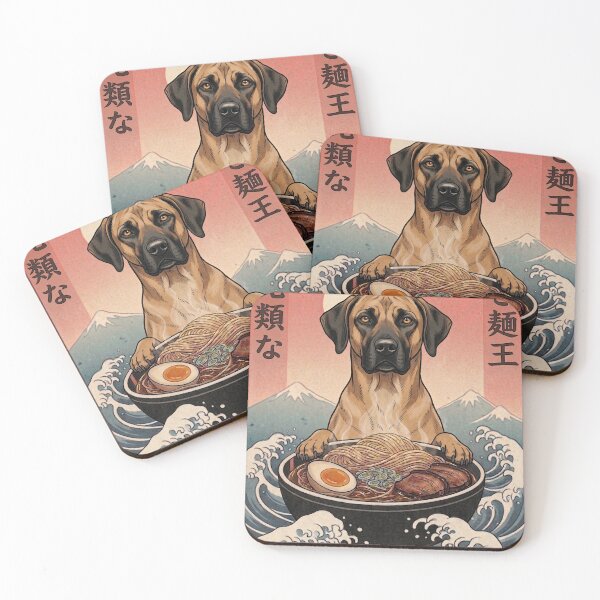 Item preview, Funny Black Mouth Cur Japanese Ramen Noodles Vintage Kanagawa Wave designed and sold by FurryHavenPH.