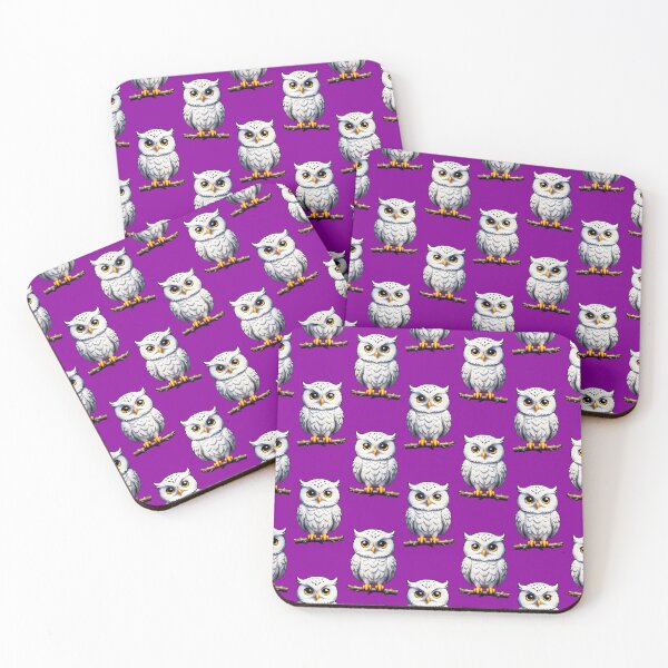 Item preview, Cute Little White Owls - Purple  designed and sold by PatternTitan.