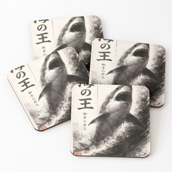 Item preview, TMLY RLC: 海の王 - Vintage Japanese Ink Great White Shark Poster designed and sold by Timelyrelic.