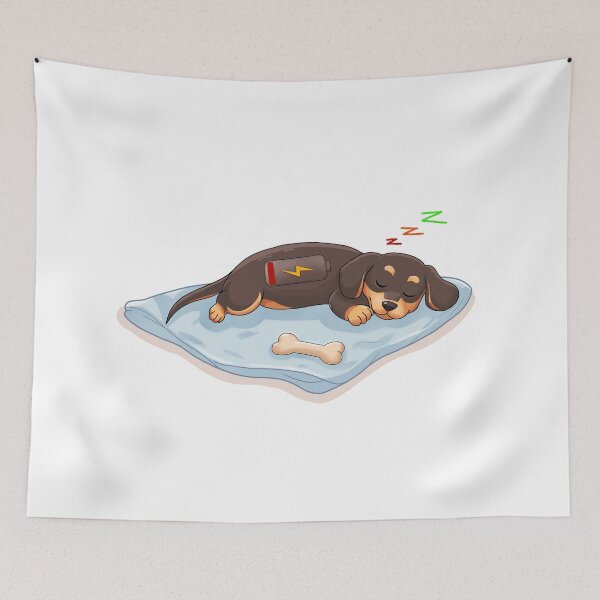 Item preview, Dachshund Recharging - Cute Sleaping Sausage Dog, no text designed and sold by RabanDesigns.