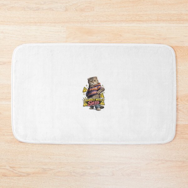 Item preview, Photorealistic Scottish Fold Cat Sticker – “Handle with Sass” Attitude Kitty with Warning Sign Design designed and sold by SparkVault.