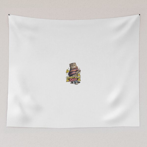 Item preview, Photorealistic Scottish Fold Cat Sticker – “Handle with Sass” Attitude Kitty with Warning Sign Design designed and sold by SparkVault.