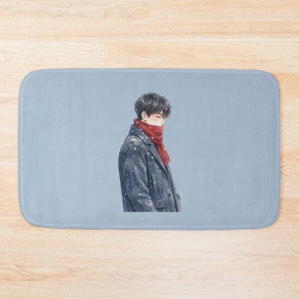 Item preview, Silent Winter – Aesthetic Manhwa Boy in Snow with Red Scarf designed and sold by bistuni.