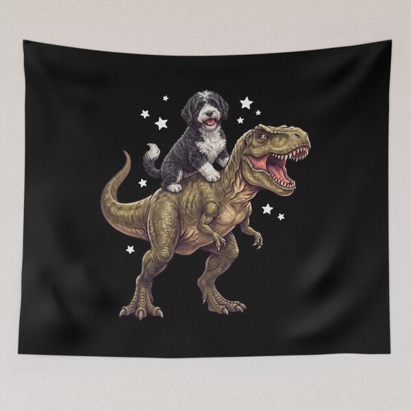 Item preview, Funny Portuguese Water Dog Riding T Rex Dinosaur Dog Lover designed and sold by TerryConnells.