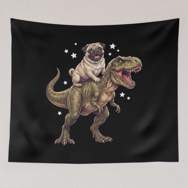 Item preview, Funny Pug Riding T Rex Dinosaur Dog Lover designed and sold by TerryConnells.