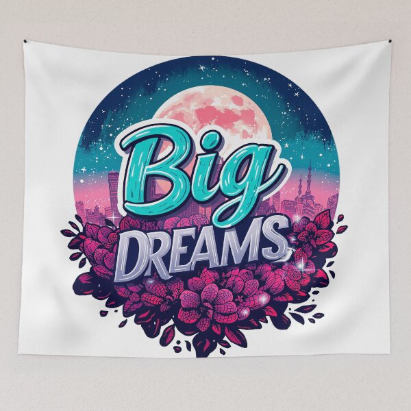 Item preview, Beautiful text "Big Dreams" city, moon designed and sold by TanyaLovus.