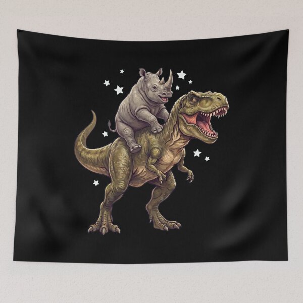 Item preview, Funny Rhino Riding T Rex Dinosaur Animal Lover designed and sold by TerryConnells.